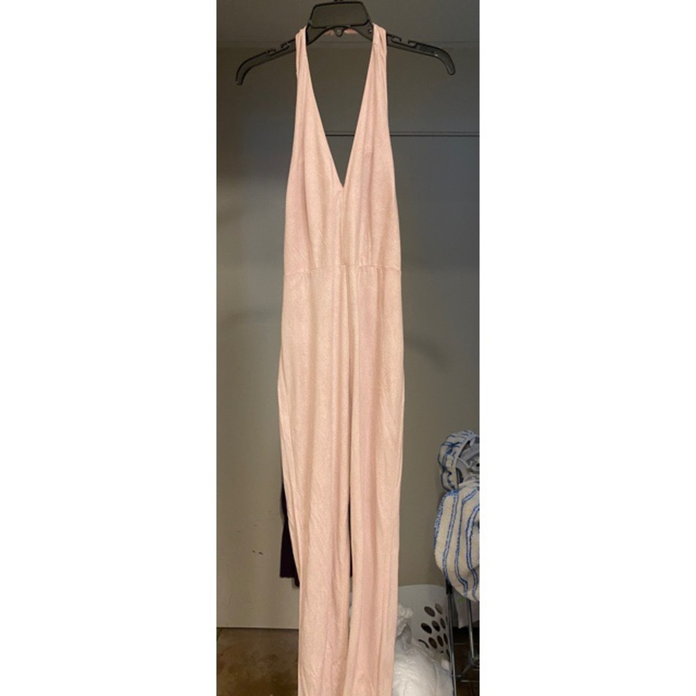 Charlotte Russe Pink Suede Halter Jumpsuit - (M)